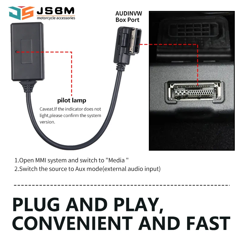 JSBM Bluetooth para coche Módulo Bluetooth inalámbrico AMI Music Aux Adaptador para Audi VW MMI 3G MDI VW Golf Jetta Passat modelos de 2005 2006 2007 2008 2009 2010 2011