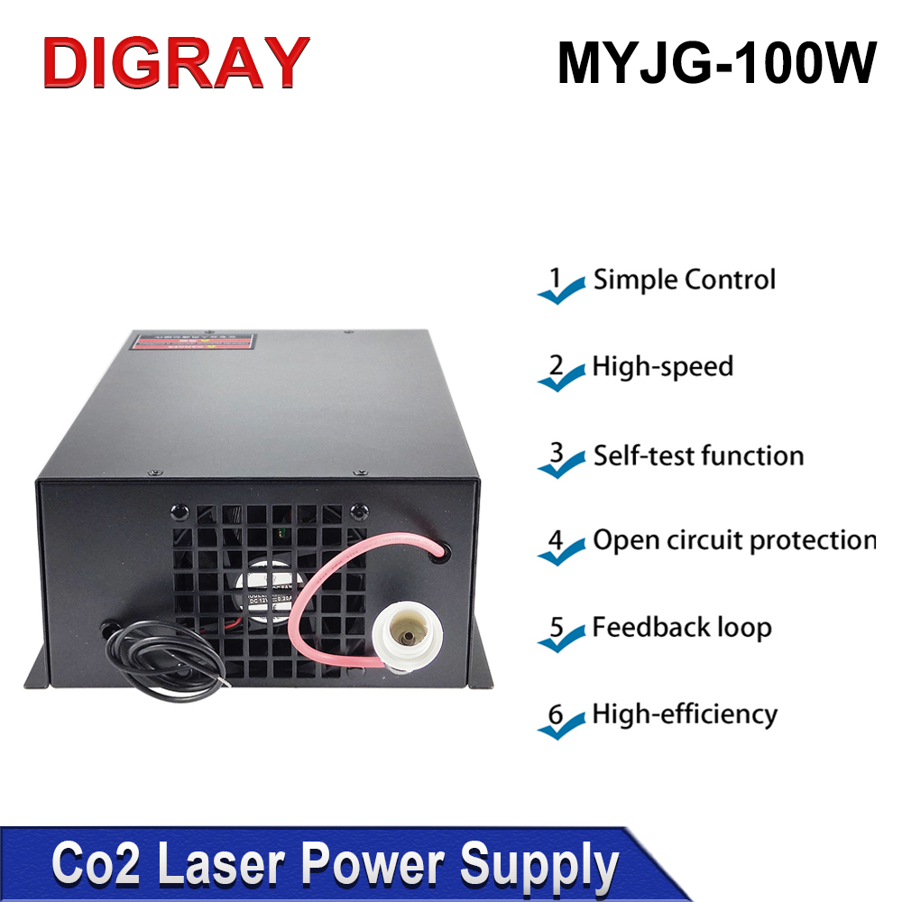 DIGRAY 100W Co2 Laser Power Supply MYJG-100W for 80W 100W Laser Cutting and Engraving Machine