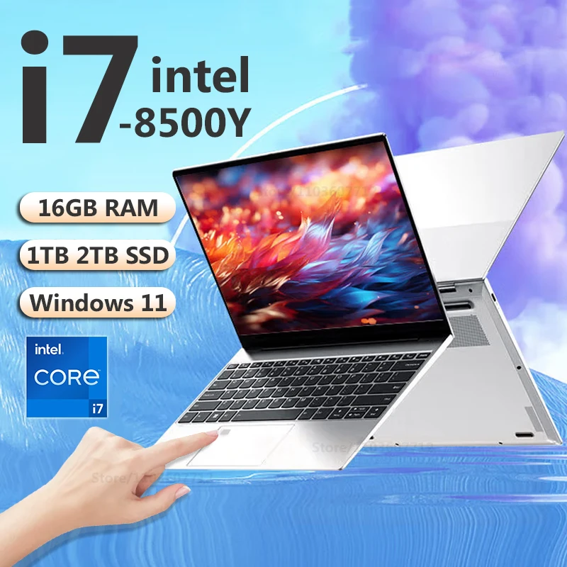 15.6 "Intel Core i7 8500Y Computer portatile PC 16GB DDR4 1TB SSD i7 Laptop Windows 11 Pro Office Fingerprint Unlock Notebook PC