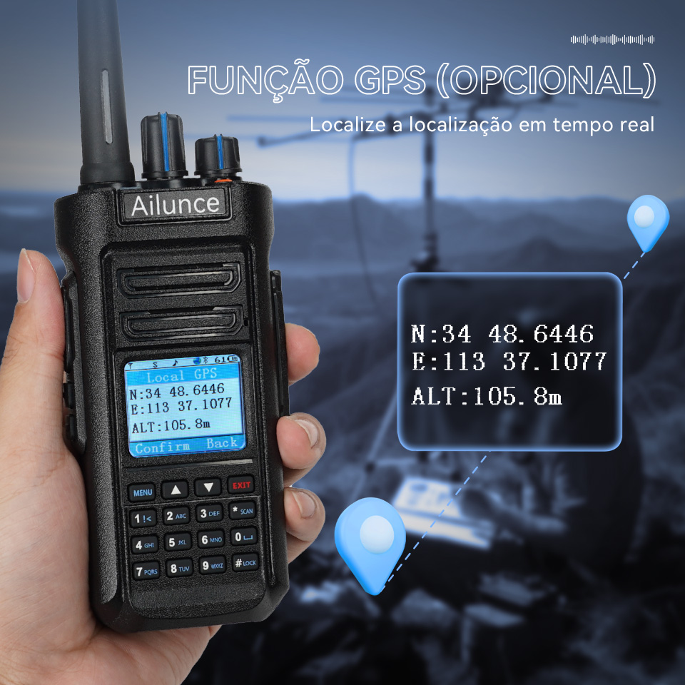 Retevis Ailunce HD2 walkie talkie DMR radio de comunicação longo alcance UHF VHF rádio comunicador profissional radio amador portatil recarregável walkie-talkie caça radioamador IP67 à prova d'água ham radio