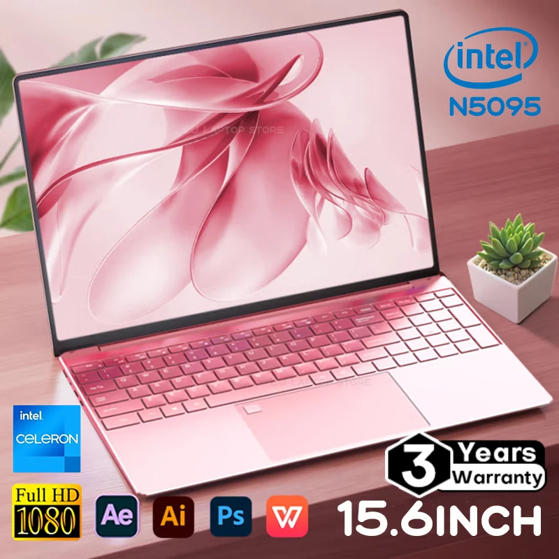 Laptop portatile da 15,6" Windows 11 Intel Celeron N5095 Computer portatile 1080P Display IPS Notebook PC Laptop retroilluminati con impronte digitali