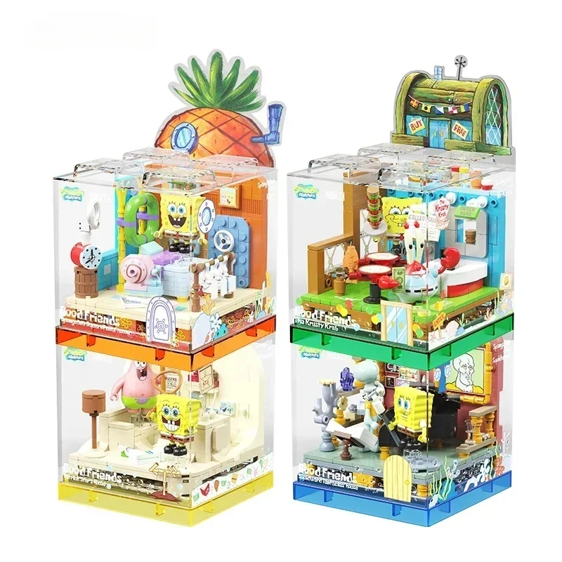 Spongebob Series Building Blocks Patrick Star Krusty Krab Squidward Tentacles ห้องประกอบของเล่นเครื่องประดับเด็กของขวัญ