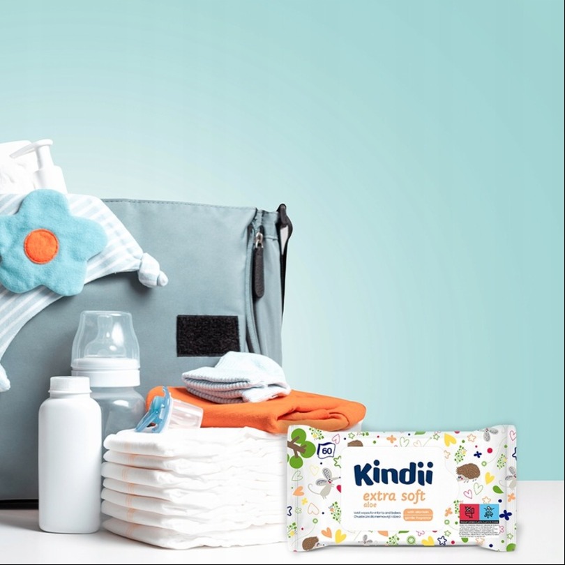 Chusteczki nawilżane Kindii extra soft aloe (60 sztuk) x 24 opakowania