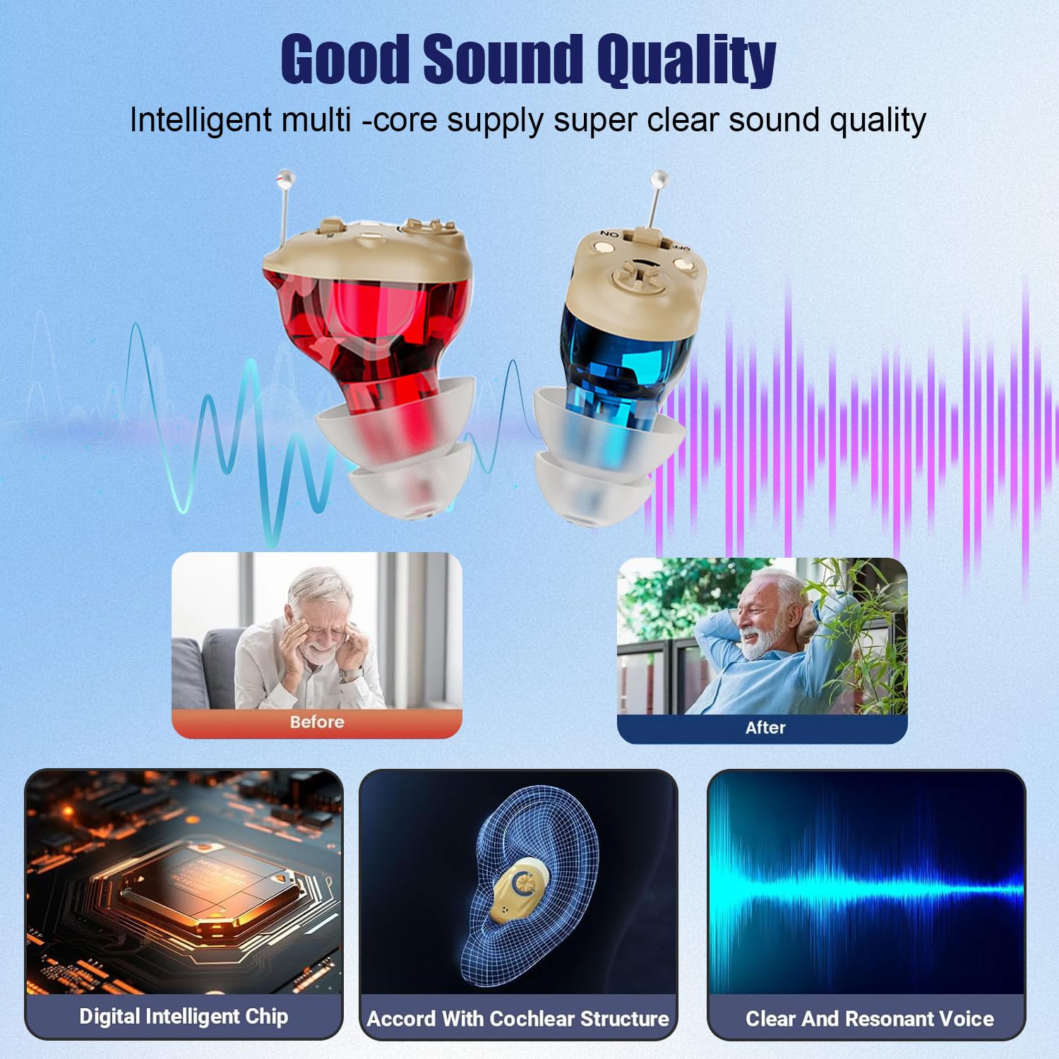 Rechargeable hearing aid hearing aid mini wireless speaker elderly invisible earphone