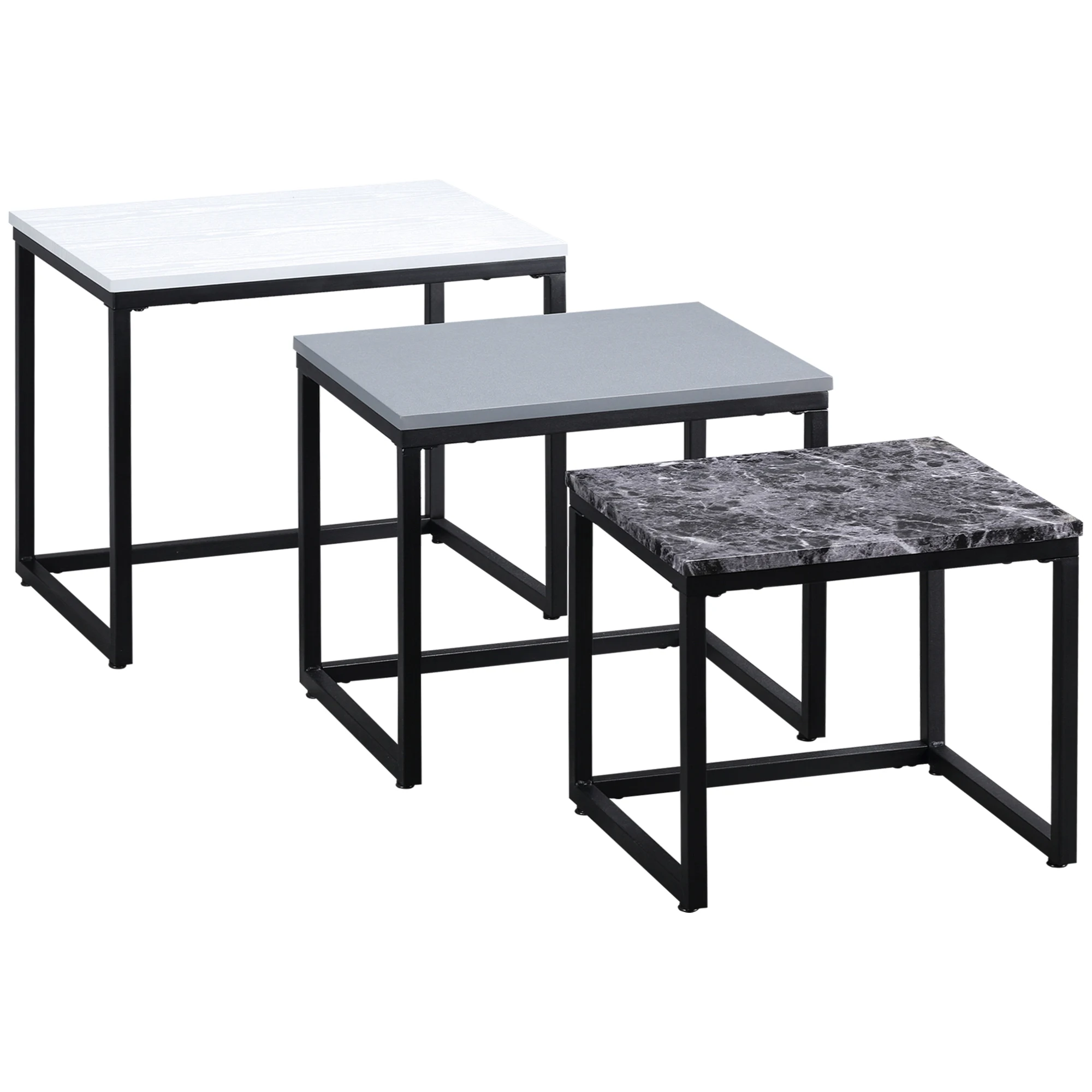 HOMCOM Couchtisch, moderner Beistelltisch, Couchtisch mit Metallgestell und MDF in 3 Farben für Wohnzimmer und Dekoration
