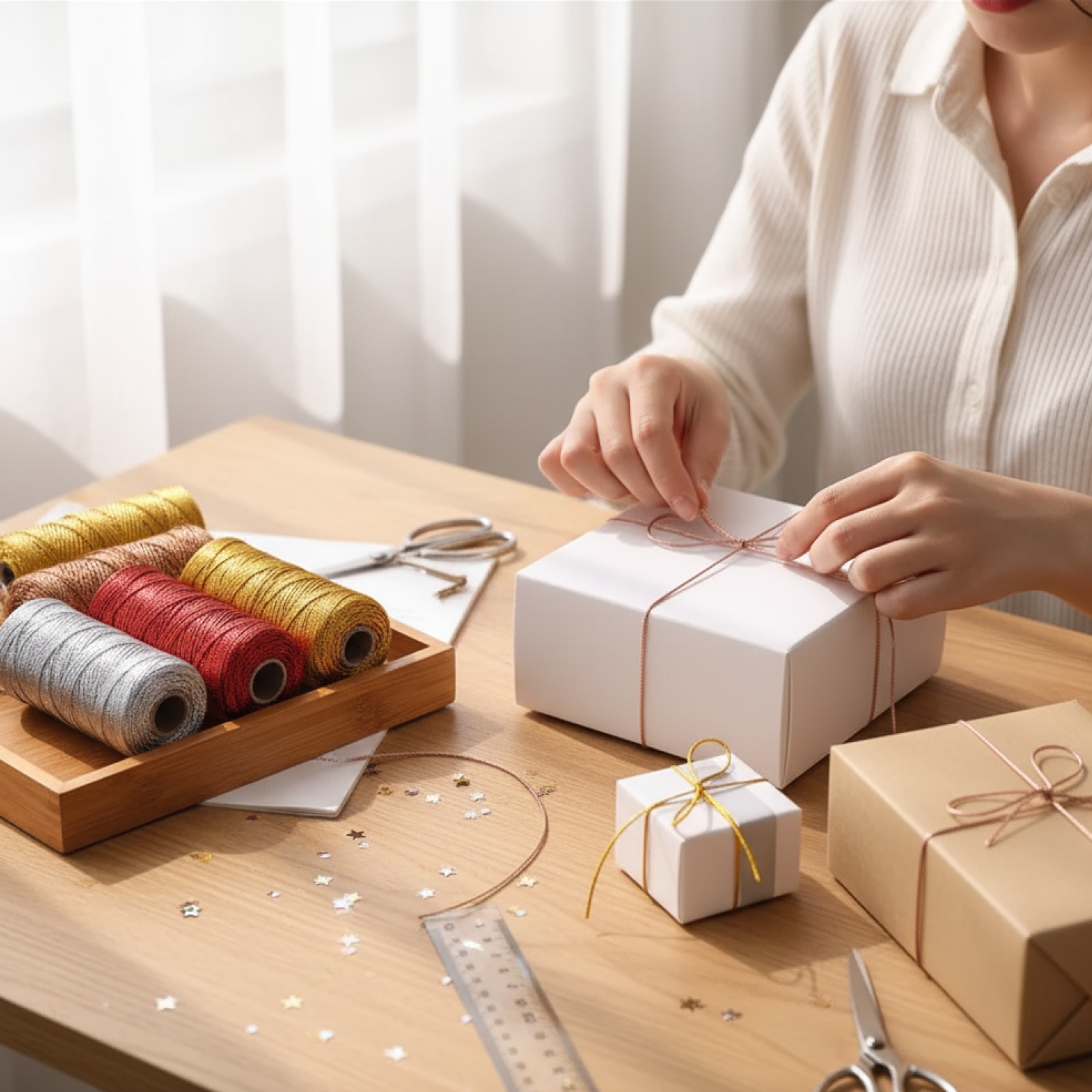 1.5mm 100m Gift Wrapping String Multifunctional DIY Crafting Gift String For Holiday Christmas New Year Gift Packaging Thread