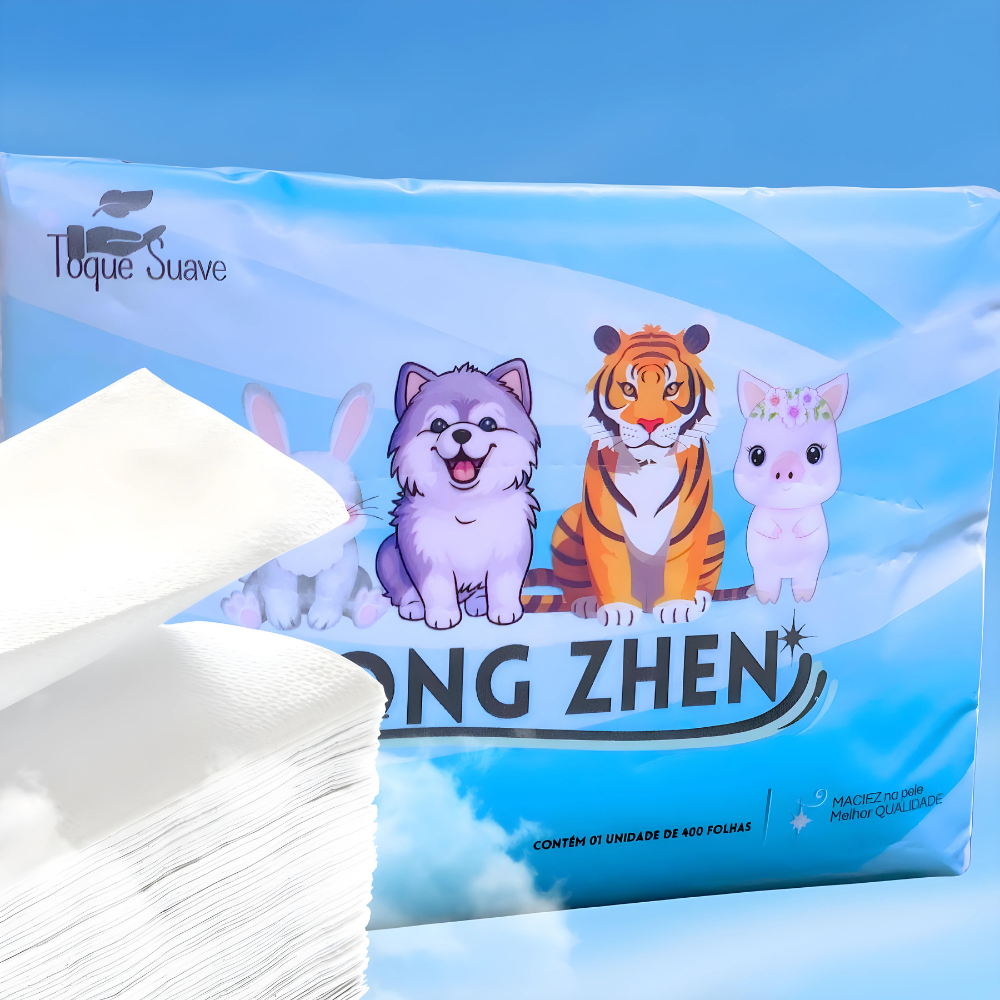 Lenço de Papel Toalha TONG ZHEN - 400 Folhas - Macio - Com Qualidade