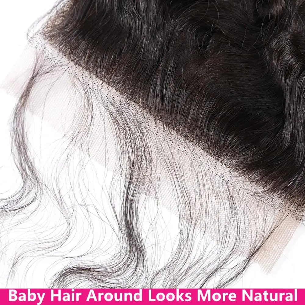 Onda profunda pacotes com fechamento brasileiro virgem cabelo humano 3 pacotes com 4x4 fechamento de renda para preto feminino cor natural 30 polegada