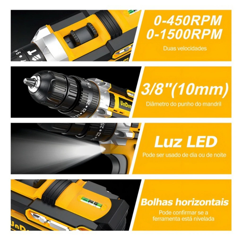 FURADEIRA PARAFUSADEIRA DE Impact, SEM FIO A BATERIA, 21V, 12V, COM