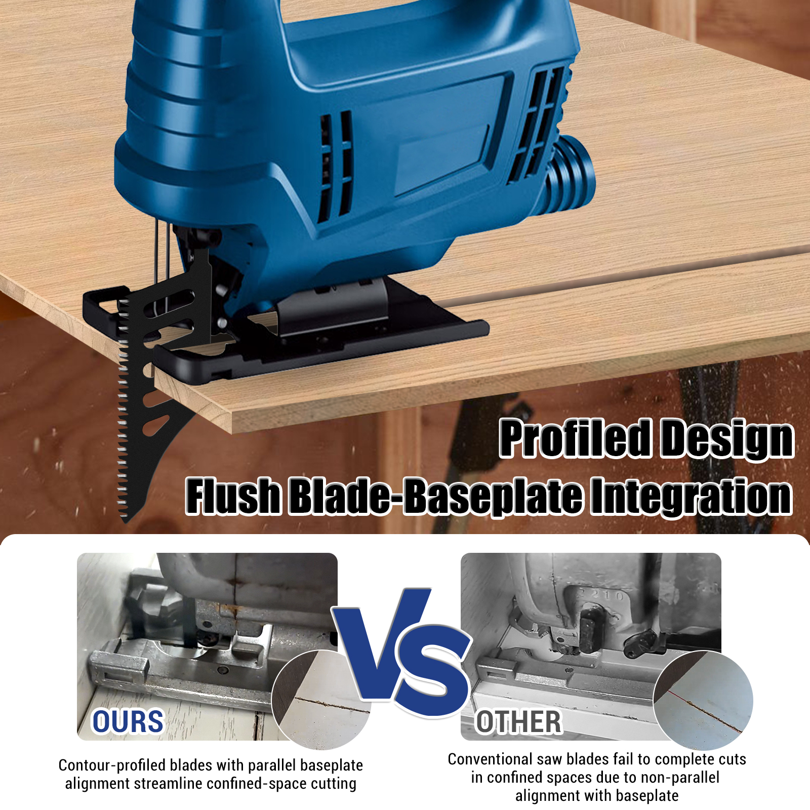 Lâmina de serra de corte extra longa e resistente, haste t, dentes grossos finos para madeira, alumínio, espaços apertados