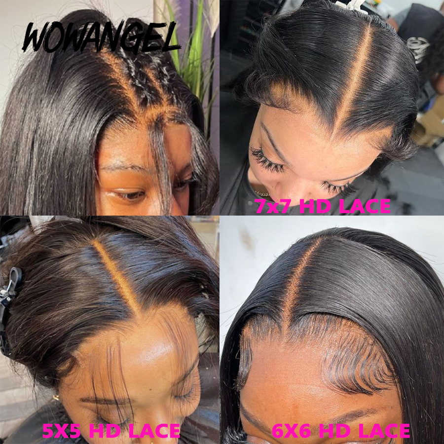 와우 엔젤 글루리스 가발 7x7/6x6/5x5 HD 레이스 클로저 가발 실크 스트레이트 멜트 스킨 딥 파트 여성용 인간의 머리 가발 준비 완료