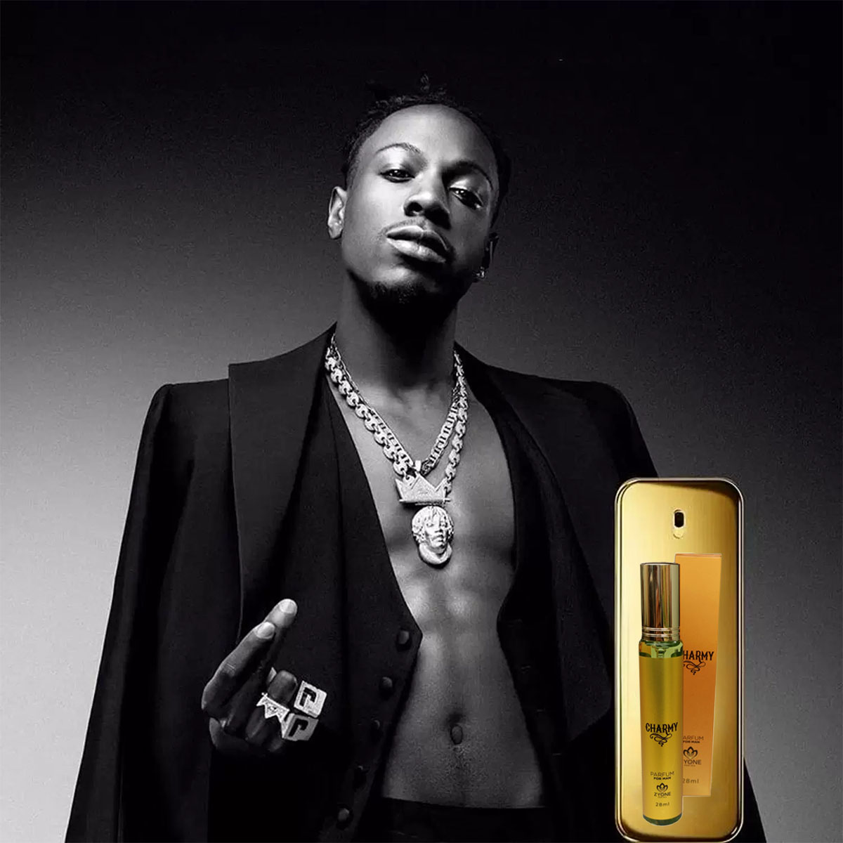 Perfume Masculino Charmy 28ML Zyone Eau de Parfum Alta Fixação de Até 24 horas - Envio do Brasil