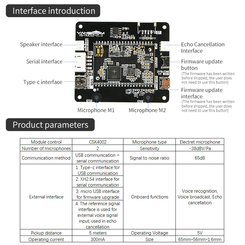 Yahboom Bằng Giọng Nói Thông Minh Tương Tác Module AI Công Nhận Hỗ Trợ 85 Khẩu Lệnh ROS Micro Kép Cho RaspberryPi Jetson