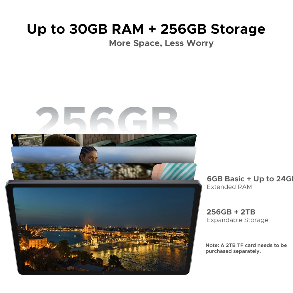 Globale Version DOOGEE U11 Pro Android 15 Tablet 30 GB (6 + 24) 256 GB 11 Zoll HD 90 Hz Display 8580 mAh Akku Unisoc T7200 Widevine L1