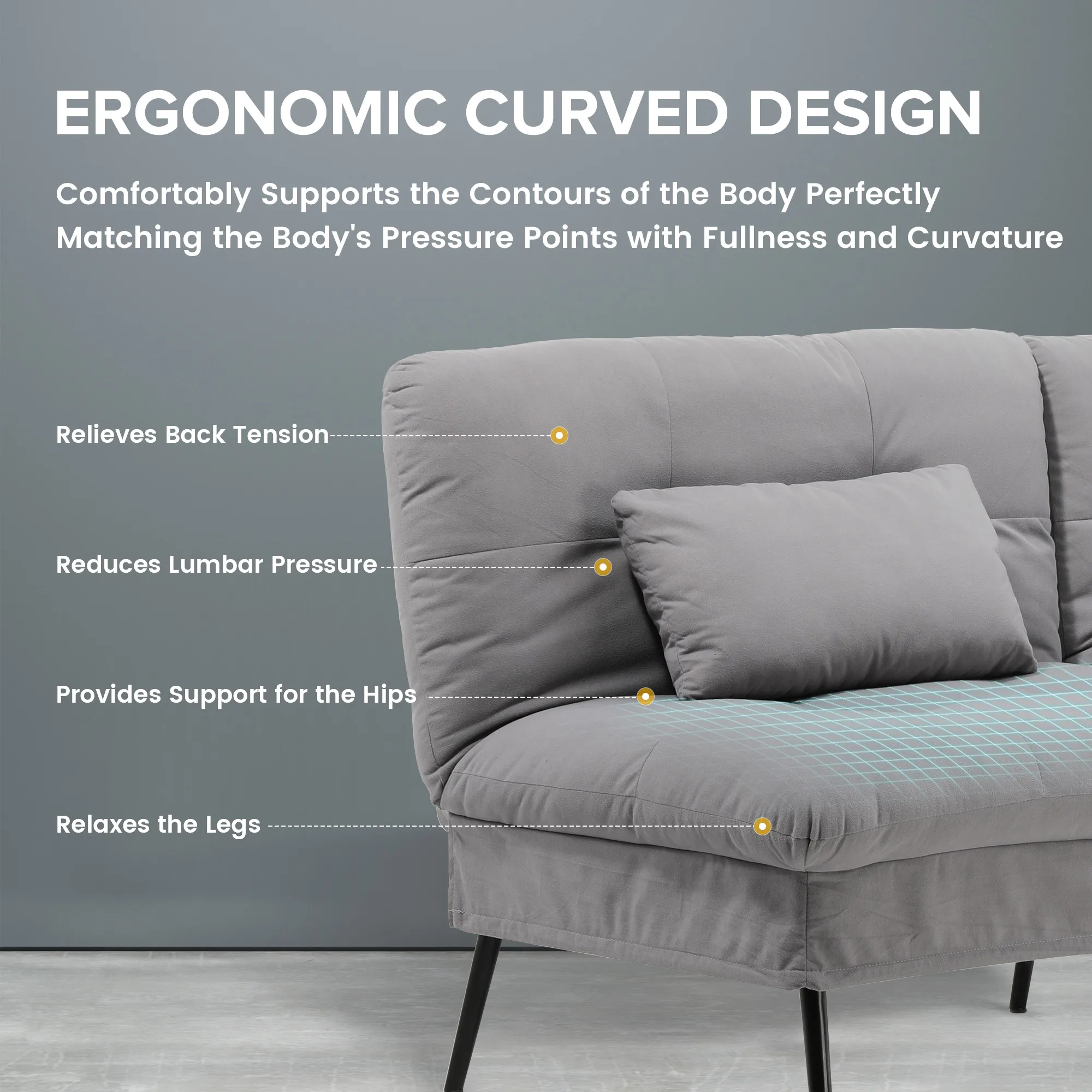 COMHOMA Fold-out Futon Cover Sofa Sleeper Sleeper Fits Corner Sofa 3-Seater Guest Sofa with Adjustable Backrest fabric