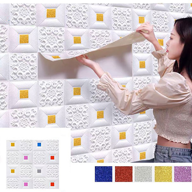 10 ชิ้น 35 เซนติเมตร x 35 เซนติเมตร Self - กาวจําลองอิฐตกแต่งบ้านพื้นหลังสติ๊กเกอร์ติดผนัง 3D วอลล์เปเปอร์พื้นหลังทีวีตกแต่ง
