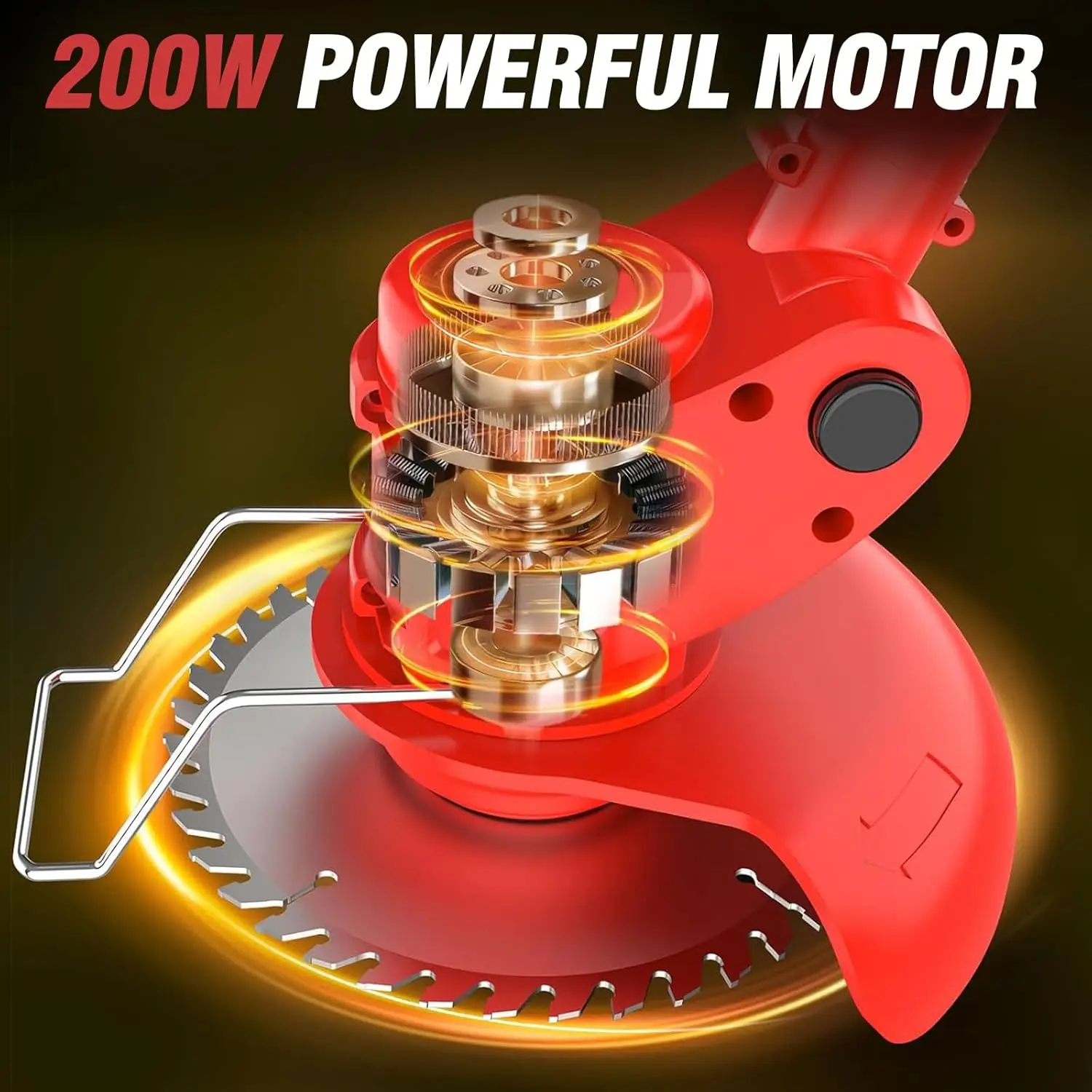 Cordless Lawn Trimmer Weed Wacker Lawn Mower Grass Edger with 2 Li-Ion Batteries Powered & 3 Cutting Blade Types