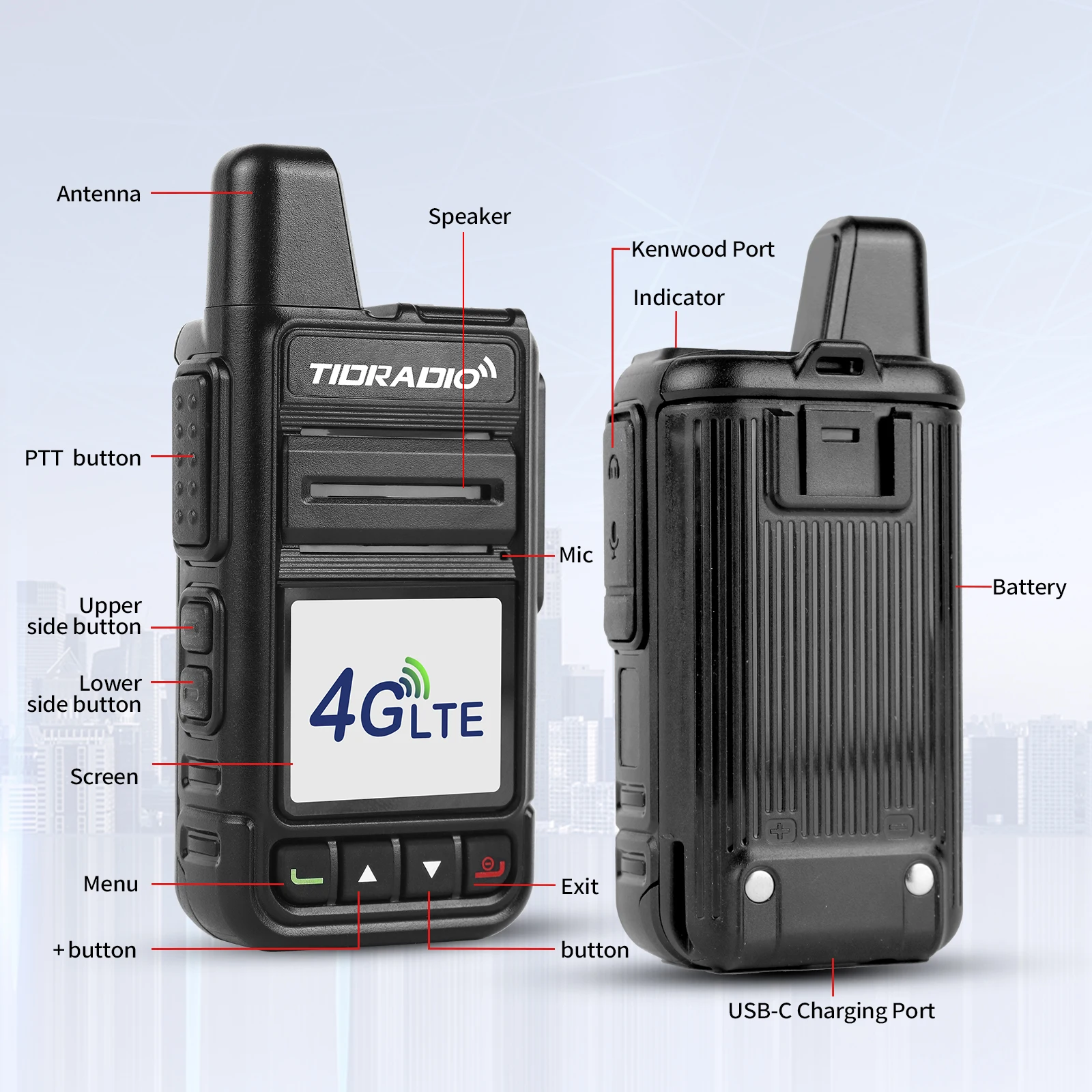 TIDRADIO TD-M15 Global POC Radio with 1 Year Sim Card Walkie Talkie Long Range 4G Network 5000 Miles for Hiking and Camping