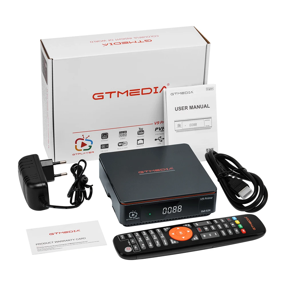 Спутниковый ресивер GTMEDIA V9 Prime DVB-S/S2/S2X 2,4G WIFI LACAM поддержка 70 Вт Clear 61 Вт, спутниковый декодер, подходит для Чили, Перу