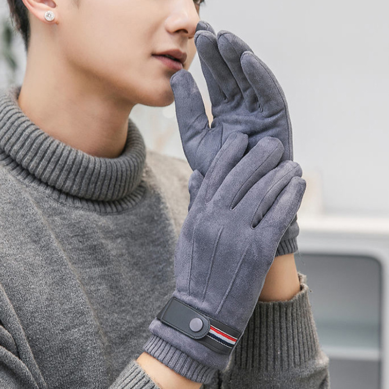 Guante de invierno para hombre, guantes de gamuza cálidos con dedos militares divididos, hebilla de conducción gruesa para exteriores, esquí, pantalla táctil masculina, rп bagowaaтки