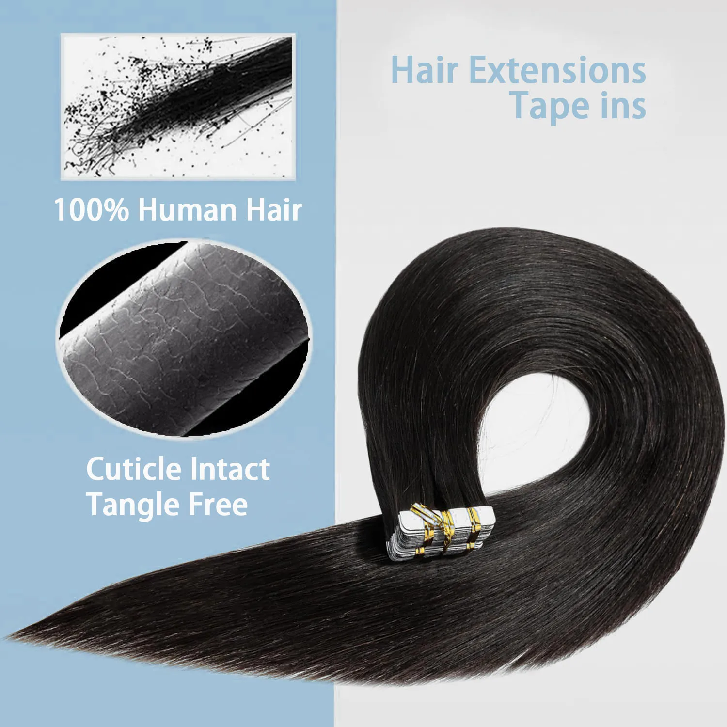 Bande droite dans les Extensions de cheveux bande de trame de peau dans les Extensions de cheveux 20 pièces 50 g/paquet adhésif Invisible 100% vrais cheveux humains femmes