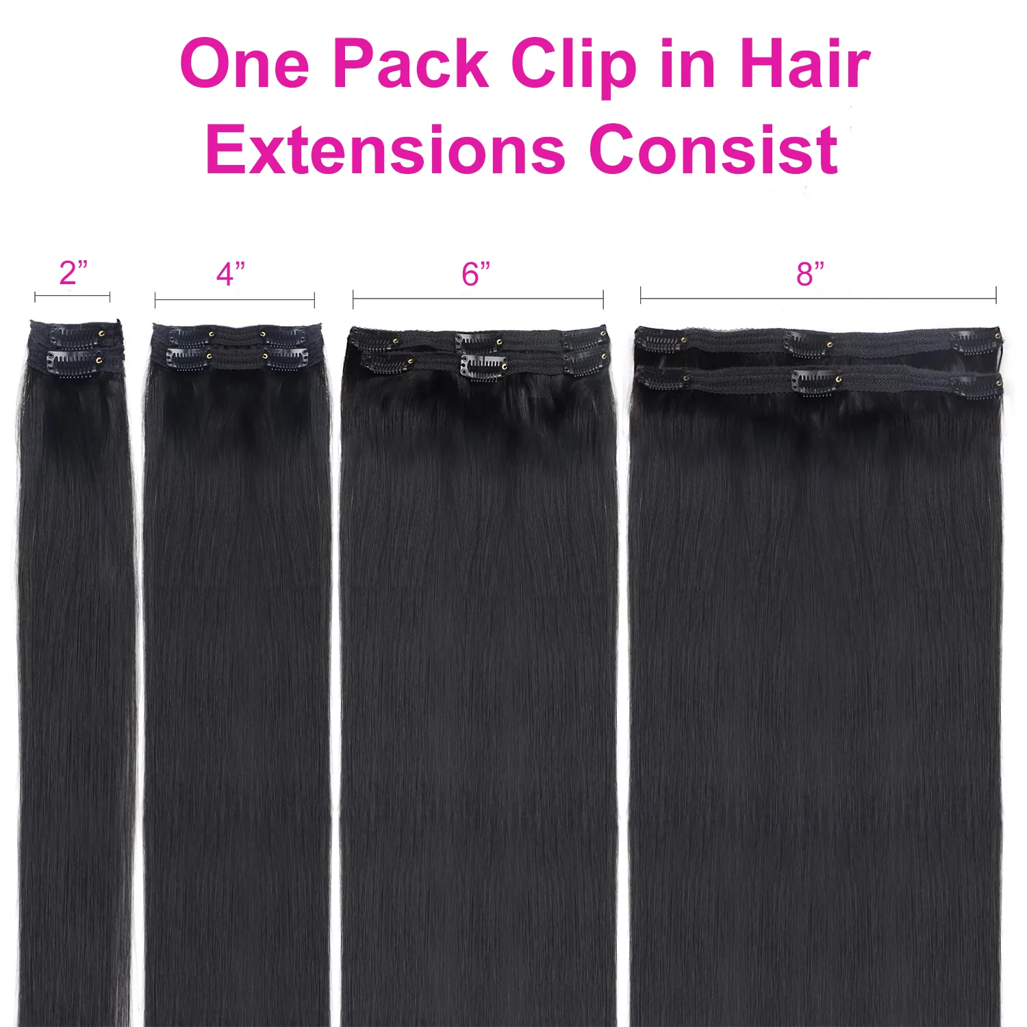 人間のクリップでヘアエクステンション 120 グラム 8 ピース/セットロングストレートヘアエクステンション 18 クリップナチュラルブラック厚いヘアピース女の子のための女性