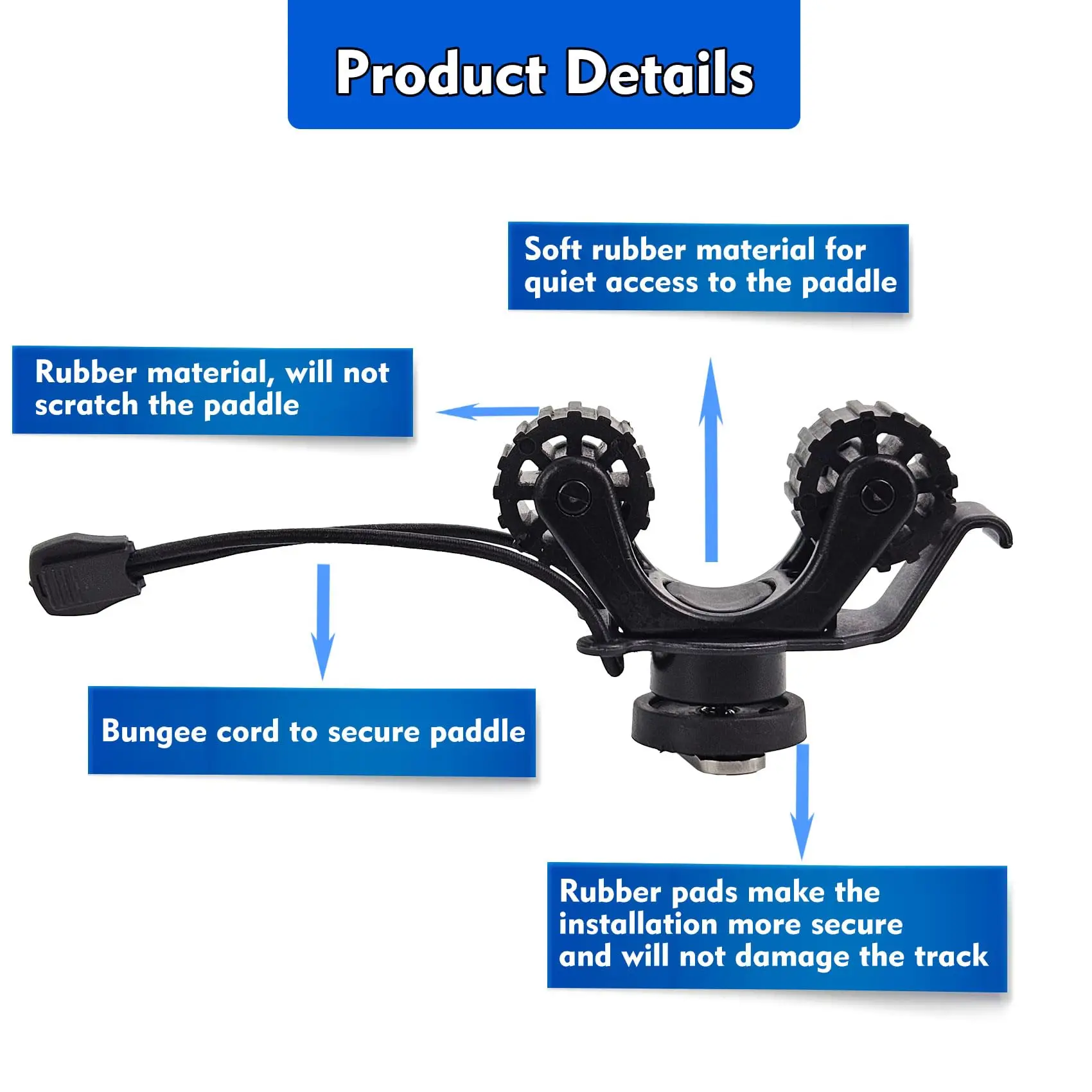 Soporte de paleta para Kayak, accesorios de montaje en pista para sujetar remo estándar, soporte para remo, riel para Kayak para caña de pescar