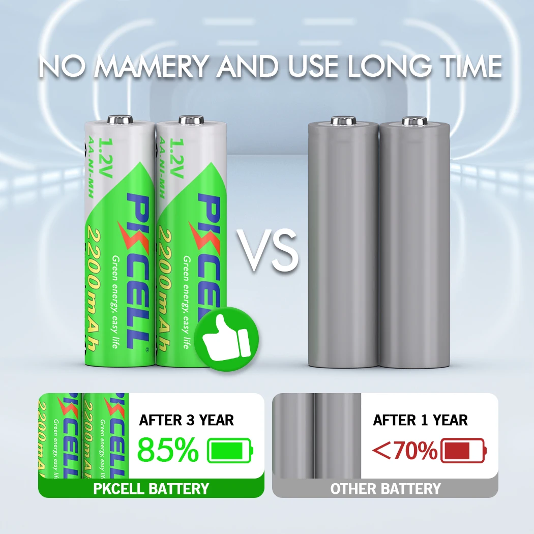 10 Chiếc PKCELL AA 2200MAH 1.2V NIMH Aa Pin Sạc 2A Precharge LSD Pin Ni-MH Cho Máy Ảnh đồ Chơi