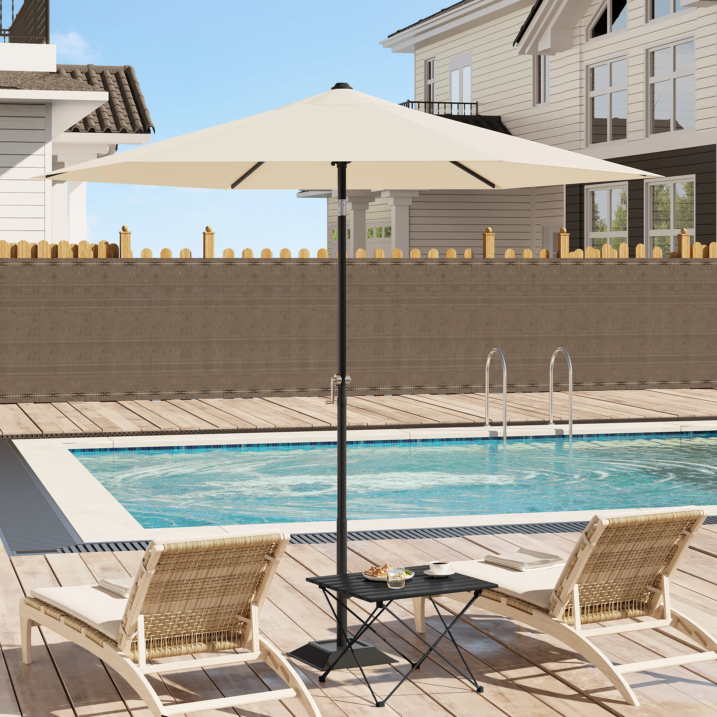 WOLTU Ombrellone esagonale Ombrellone da spiaggia resistente ai raggi UV Impermeabile 45 °   Protezione solare a manovella pieghevole per patio da giardino