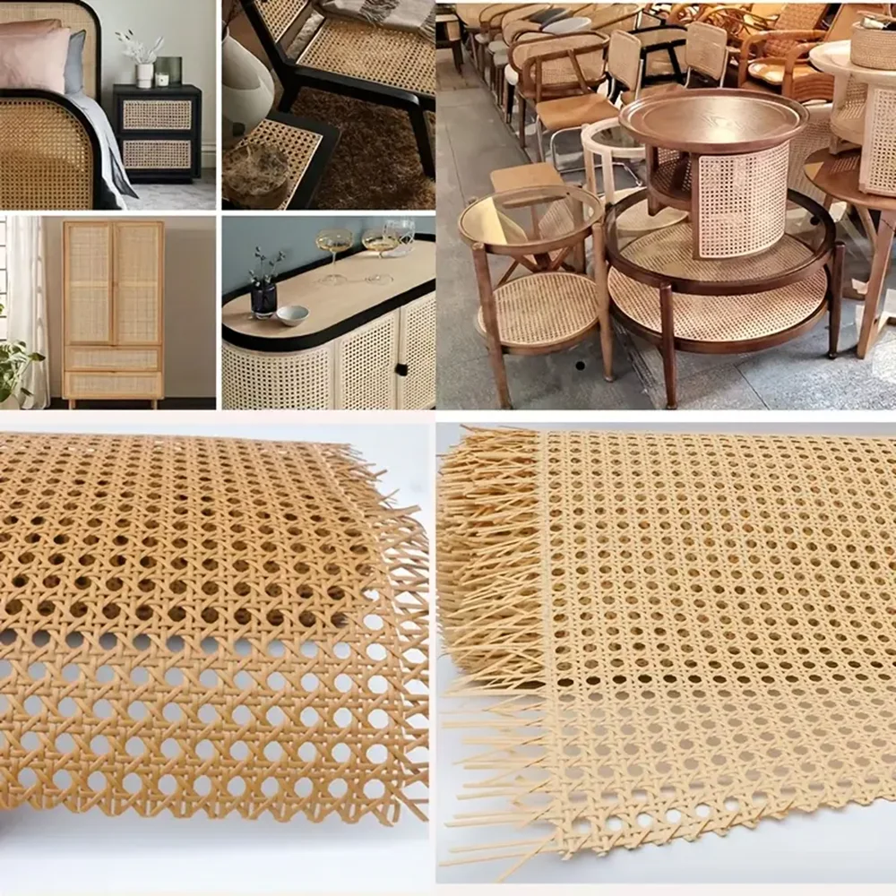 Plastic Rattan Webbing Roll, Handwoven Synthetic Poly Rattan, Faux Cane Mesh-Open Weave, for DIY Home Decor Projects