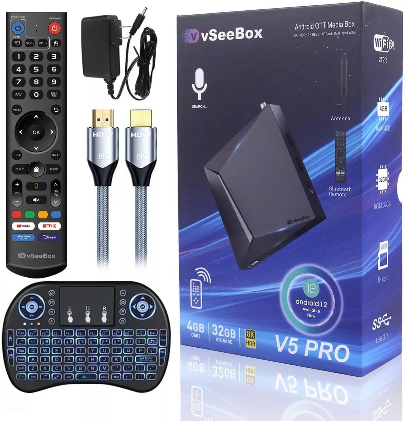 HEISSE VERKÄUFE Kaufen Sie 2 und erhalten Sie 1 kostenlosen vseebox v5 pro 8K HDR Android 12 4 GB 32 GB TV-Box (Sprachfernbedienung im Lieferumfang enthalten)