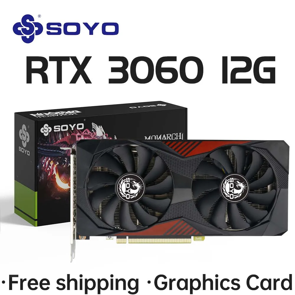USED SOYO  Gaming Graphics Cards NVIDIA GeForce RTX 3060 12GB GDDR6 192 Bit Desktop GPU Video Card For PC