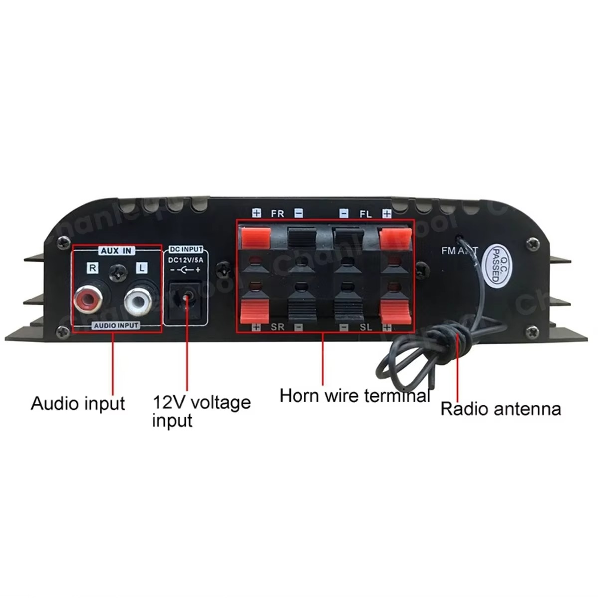 BT-998 4-Kanal-Bluetooth-Verstärker, 12 V, Auto, Zuhause, Audio, Leistungsverstärker, USB, SD, AUX, FM, LCD-Display