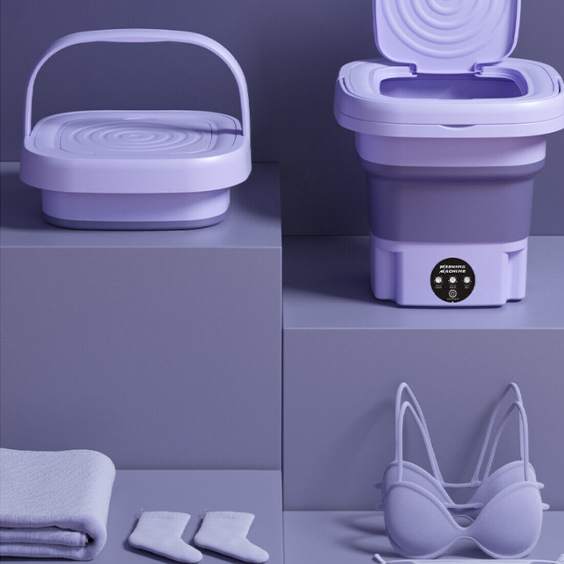 8L Portable Small Foldable Washing Machine with Spin Dryer For Socks Underwear Panties Washer Household Mini Washing Machine