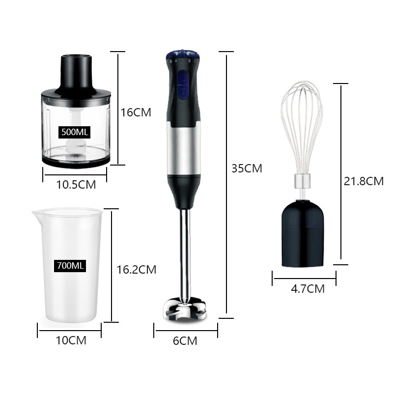 Bastão Elétrico Hand Imersion Blender, W Combustível, 4 em 1, Aço Inoxidável, Alimentos, Alimentos, Processador de Copo Misto, Whisk