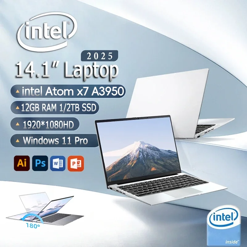 2025 Nieuwe Laptop Windows 11 Intel Atom x7 A3950 12 GB RAM 512 GB 1 TB SSD 1920*1080 Kantoor Studie Computer PC