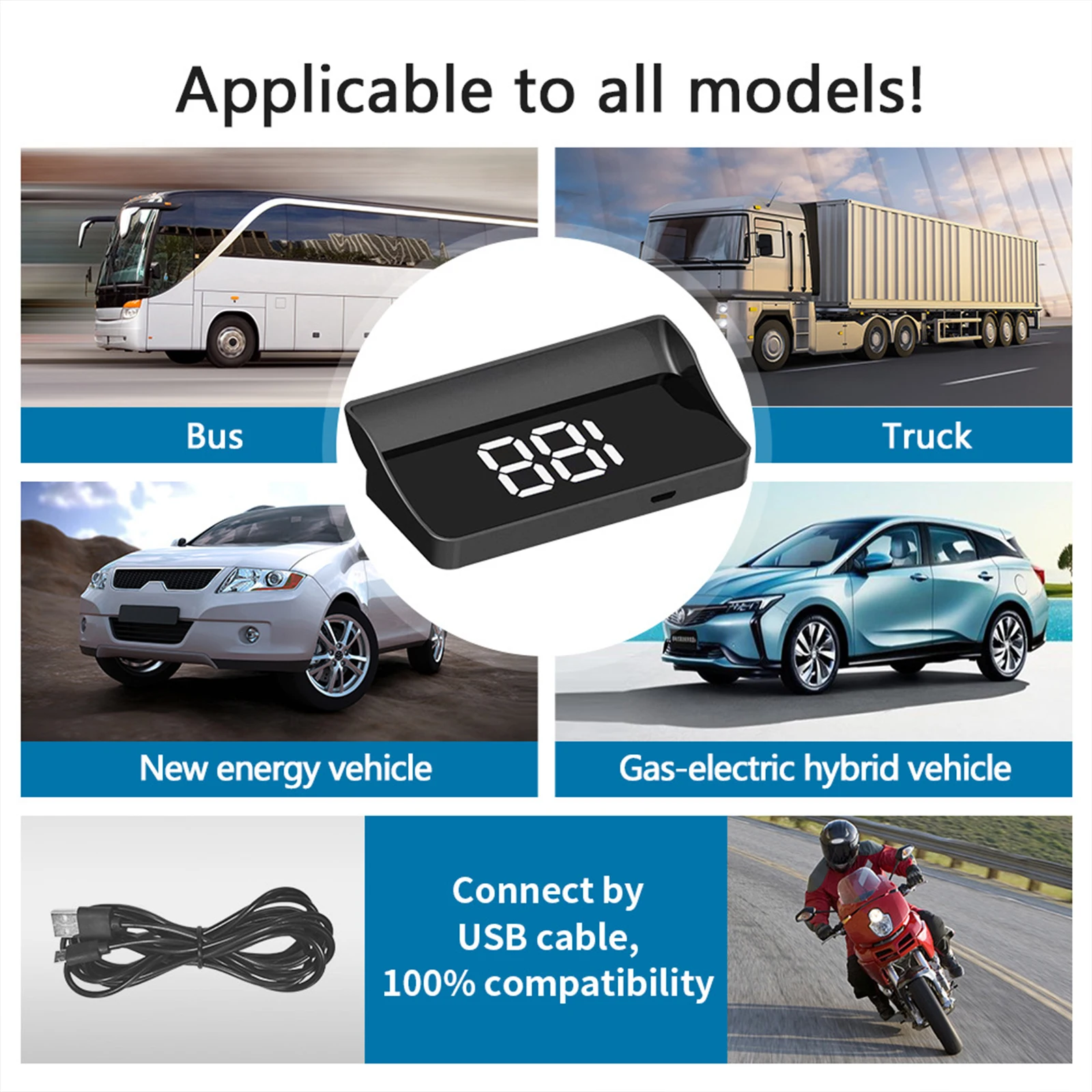 V9 car high-definition display KMH digital HUD windshield projection suitable for all automotive electronic components