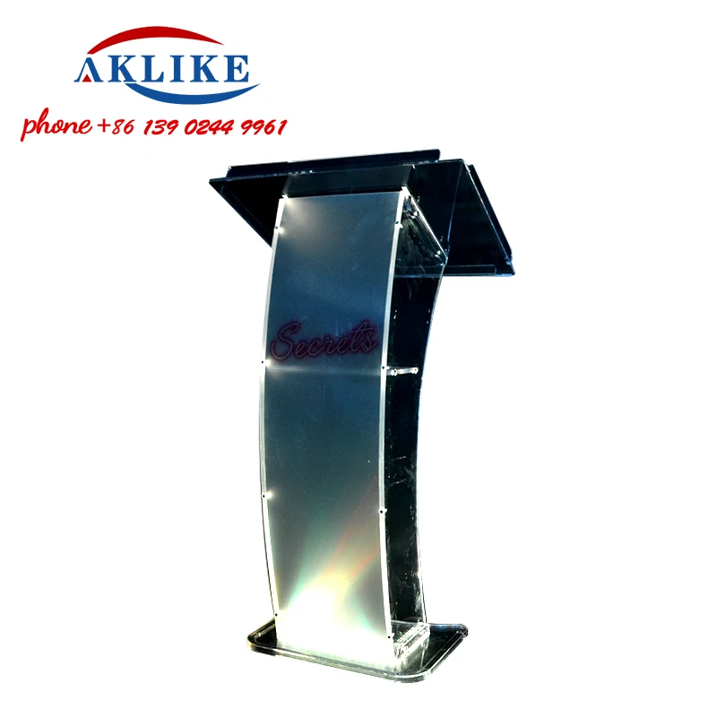 อะคริลิคโมเดิร์น Pulpit Led Light Podium ยืน Clear Lectern โบสถ์ลําโพงแพลตฟอร์ม Rostrum จัดส่งฟรี