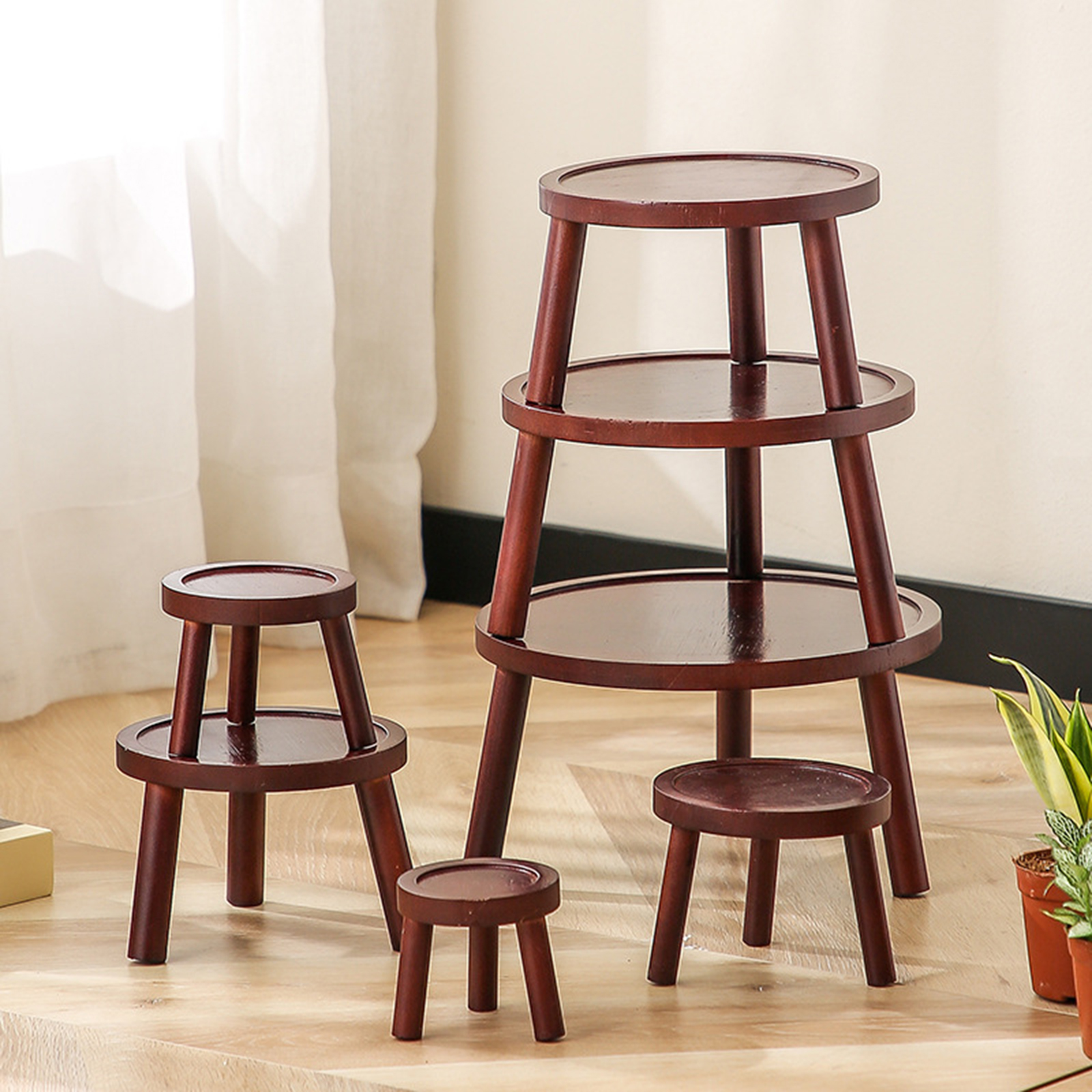 Mini taburete de madera para plantas, taburete para plantas, estante para bonsái, soporte elevador para maceta, estante para maceta, taburete para sala de estar, 1 ud.
