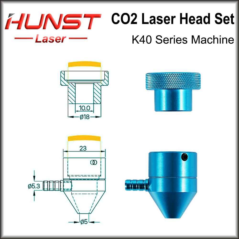 HUNST CO2-Laserkopf für Lasergravur-Schneidemaschine der K40-Serie, Linsendurchmesser: 12/18 mm, FL50,8 mm, Spiegel 20 mm