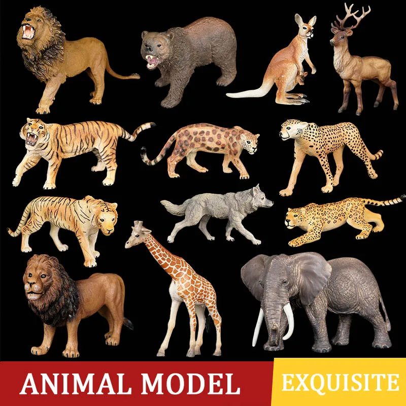 シミュレーション野生動物象ライオン Graffe ヒグマアクションフィギュア野生動物ニホンジカカバシマウマワニ置物子供のおもちゃ