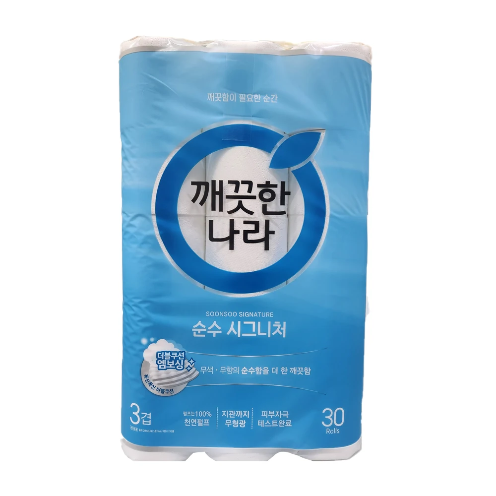 깨끗한나라 3겹 천연펄프 화장지 순수 시그니처 와이드 28m 30롤
