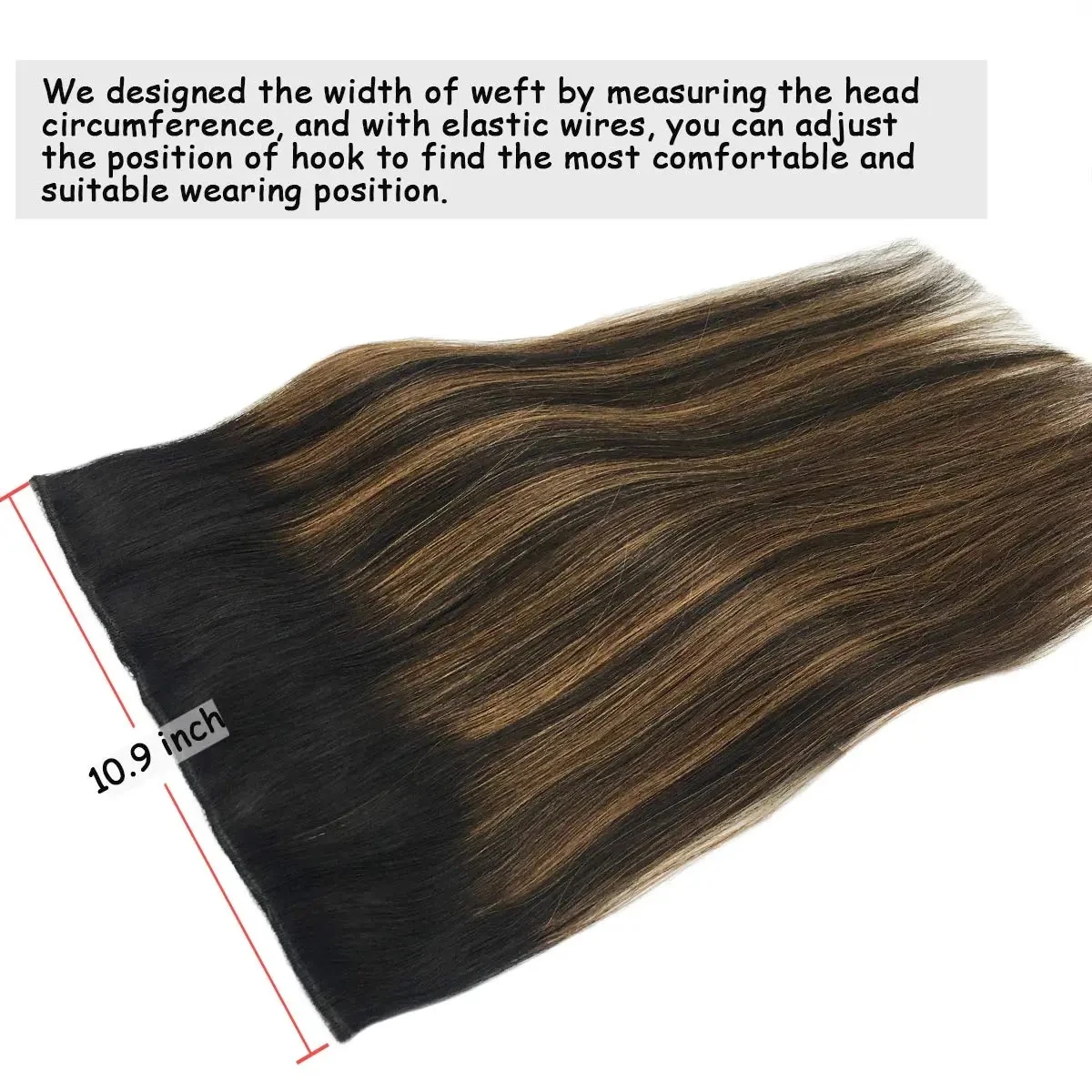 Extensões de cabelo de fio real cabelo humano balayage marrom escuro a castanha invisível transparente remy linha de peixe extensões de cabelo