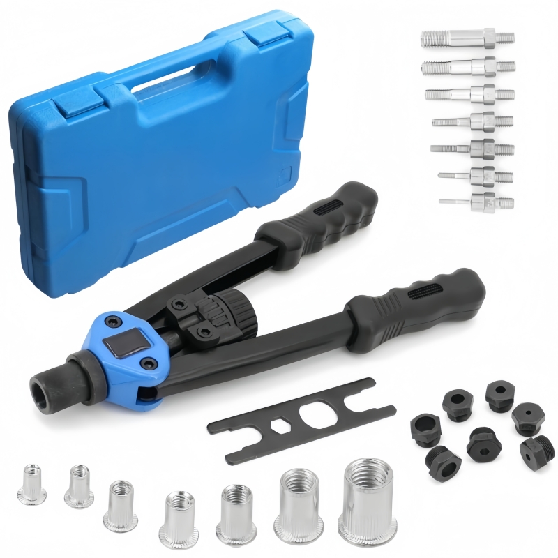 110Pçs M3/M4/M5/M6/M8/M10/M12 Ferramenta Rebitadeira Manual De Alavanca E Riveter Nut Set Acompanha Maleta E 7 Mandris Roscados