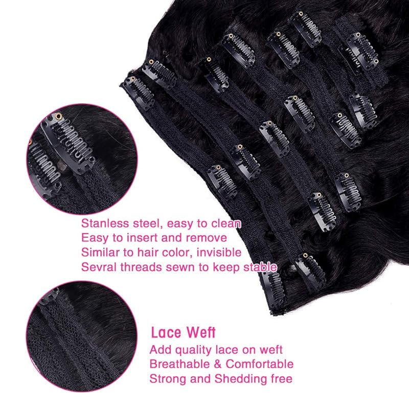Extensions de cheveux Body Wave à Clip, cheveux humains réels, 100% cheveux brésiliens, sans couture, pour femmes, 120 grammes