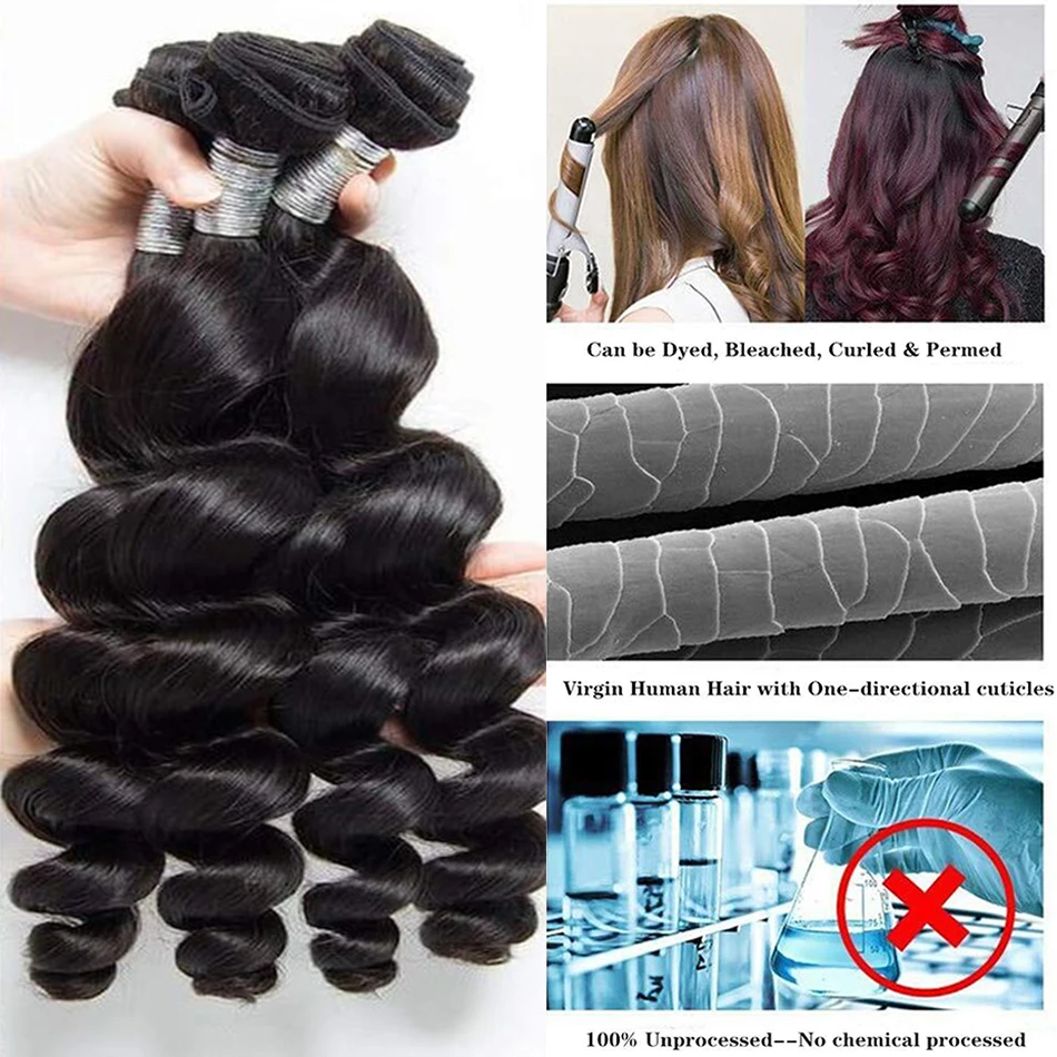 12A หลวม Wave 100% ผมต่อมนุษย์บาทผม Tissage Cheveux Humain Wave 1 3 4รวมกลุ่ม
