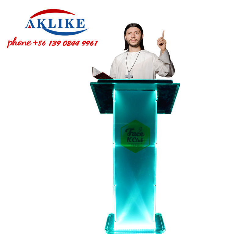 อะคริลิคโมเดิร์น Pulpit Led Light Podium ยืน Clear Lectern โบสถ์ลําโพงแพลตฟอร์ม Rostrum จัดส่งฟรี