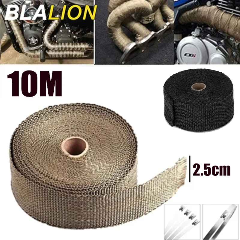 BLALION 2.5cm x 10m rura wydechowa opaska termiczna tłumik motocyklowy owijka termiczna ochrona rower Motocross taśma termiczna z włókna szklanego