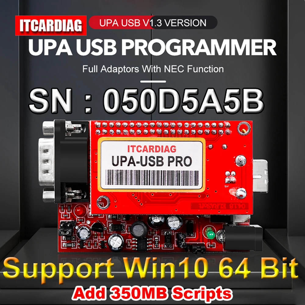 Programador USB SN: 050D5A5B UPA, adaptadores completos USB V1.3 compatibles con Windows 10 con funciones NEC, sintonización de Chip ECU, agregar escritura de 350MB