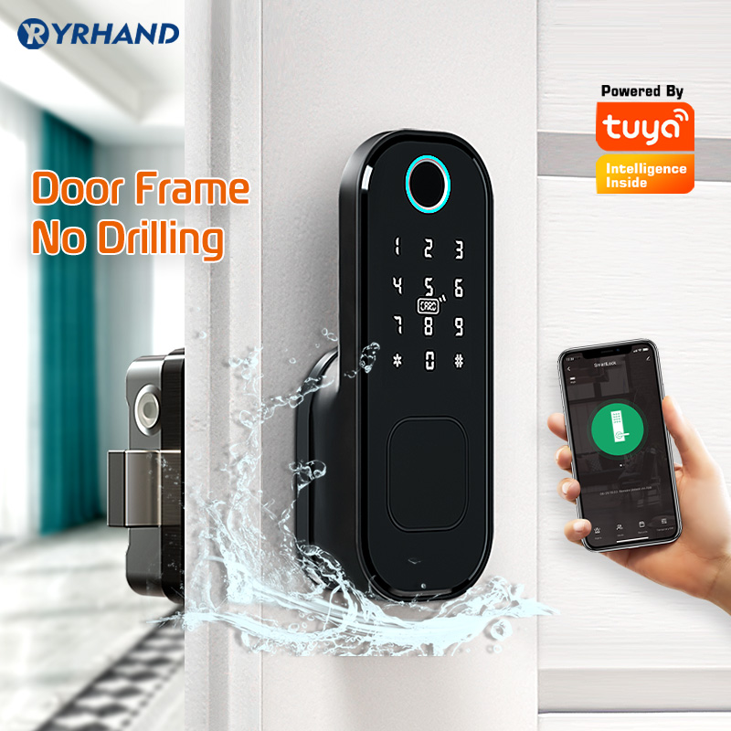 Cerradura inteligente Tuya, cerradura de borde con huella dactilar, Wifi, resistente al agua, tarjeta inteligente, código Digital, cerradura electrónica para puerta para mortaja de seguridad del hogar